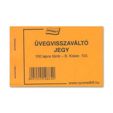 Üvegvisszaváltó jegy, NYOMELL, 100 lapos, A/7 - B.KISKER 103